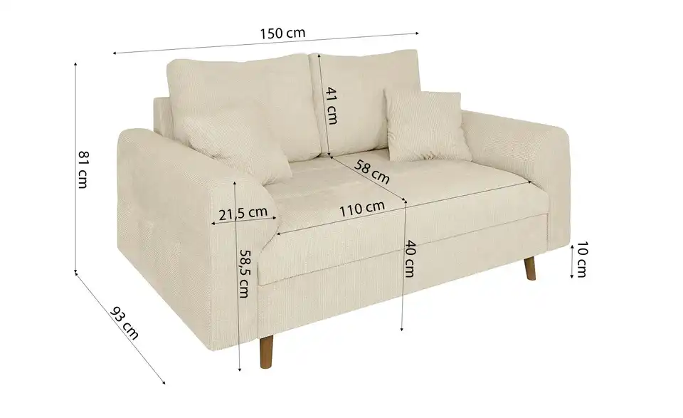 Einzelsofa Trygve, Bemaßung