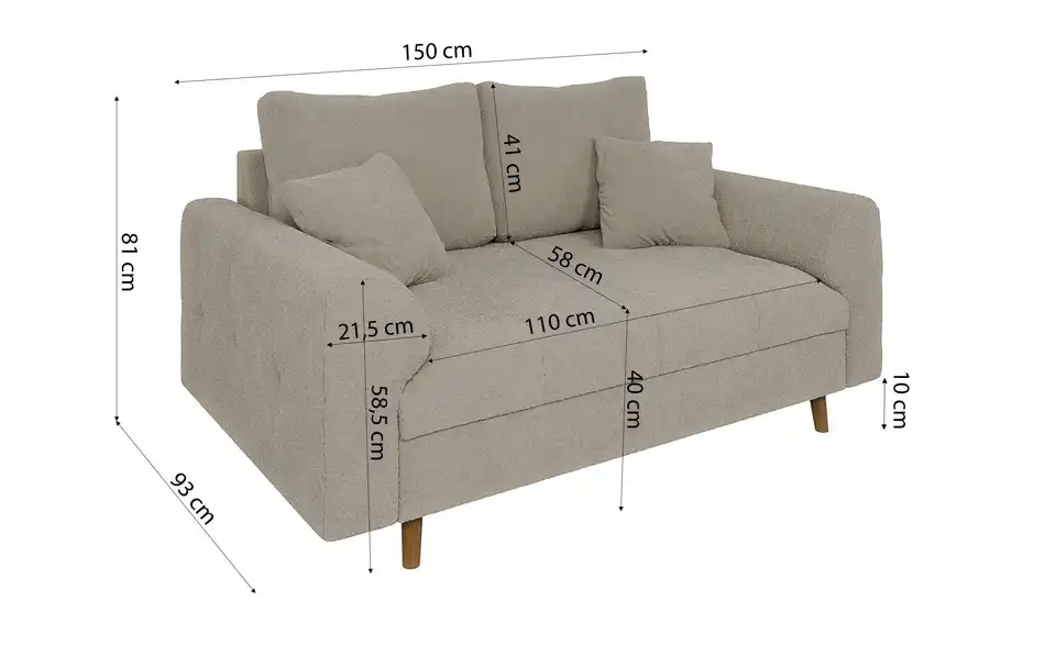 Einzelsofa, Bemaßung