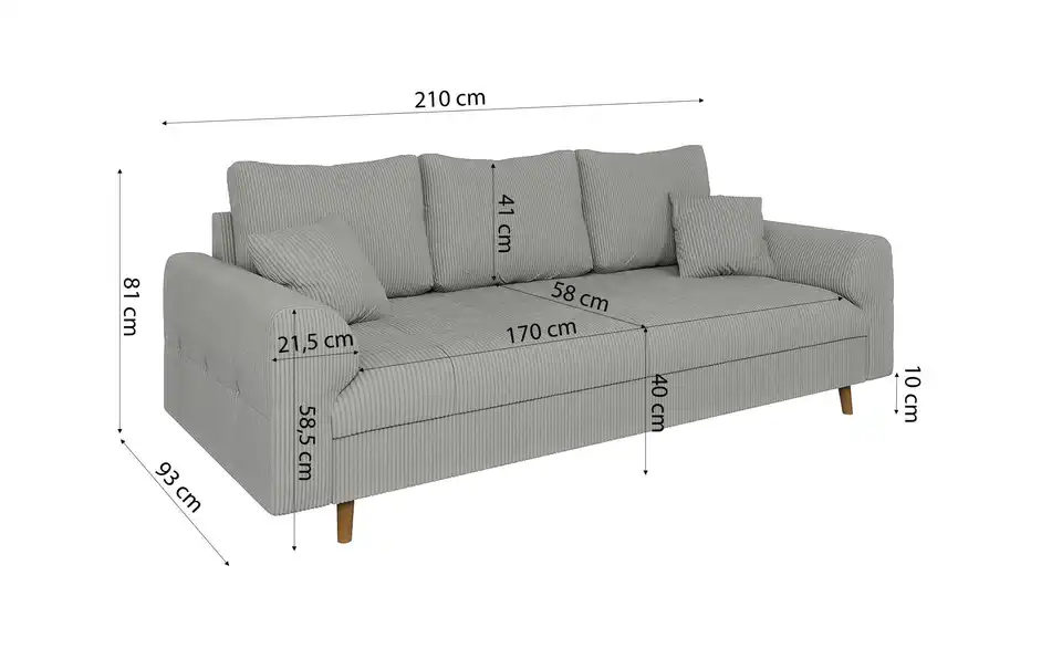 Einzelsofa Maya, Bemaßung