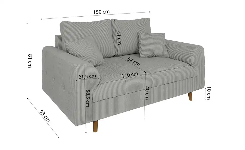 Einzelsofa, Bemaßung