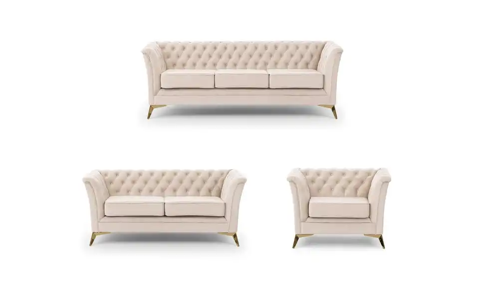 Chesterfield Polstergarnitur 3+2+1 Wilhelm, Frontansicht