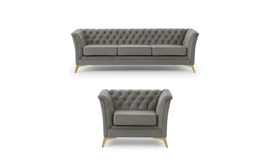 Chesterfield Polstergarnitur 3+1 Wilhelm, Frontansicht