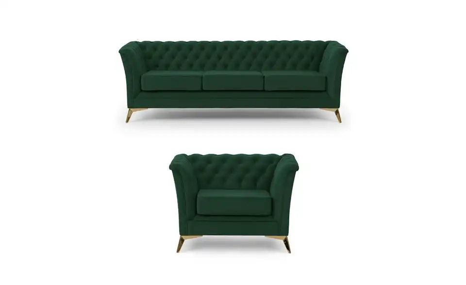 Chesterfield Polstergarnitur 3+1 Wilhelm, Frontansicht