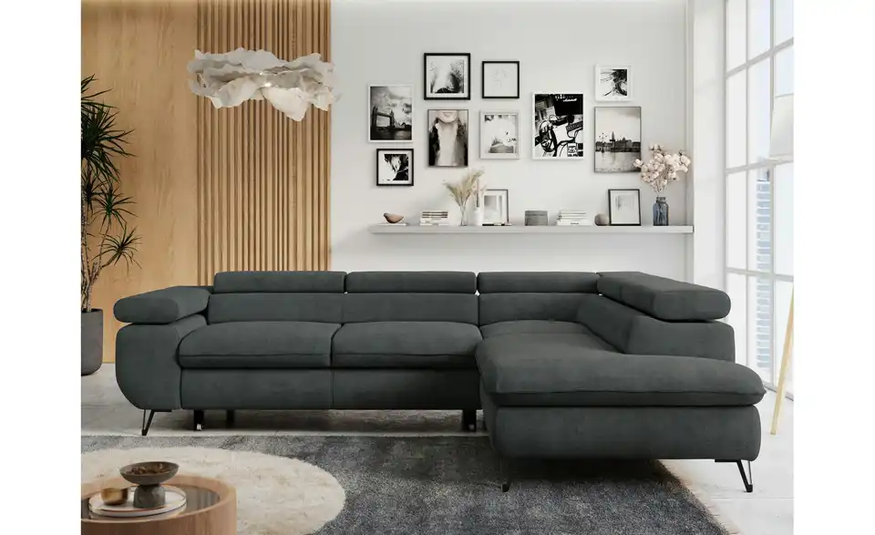 Ecksofa Dunkelgrau, in Wohnsituation