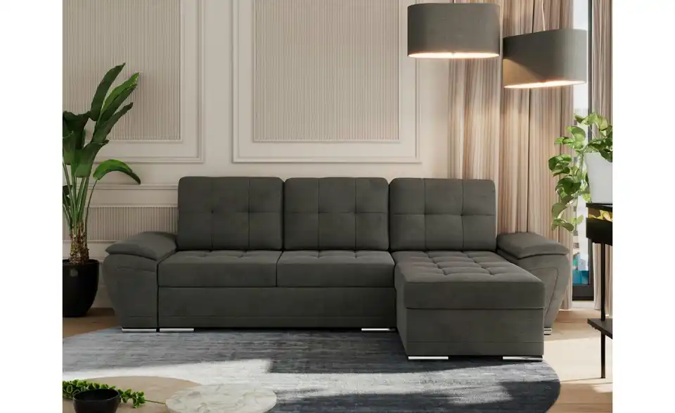 Ecksofa Dunkelgrau, in Wohnsituation