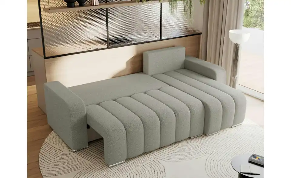 Ecksofa Hellgrau, in Wohnsituation