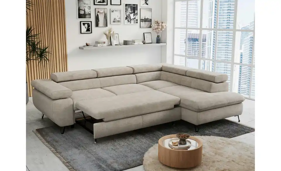 Ecksofa Beige, in Wohnsituation