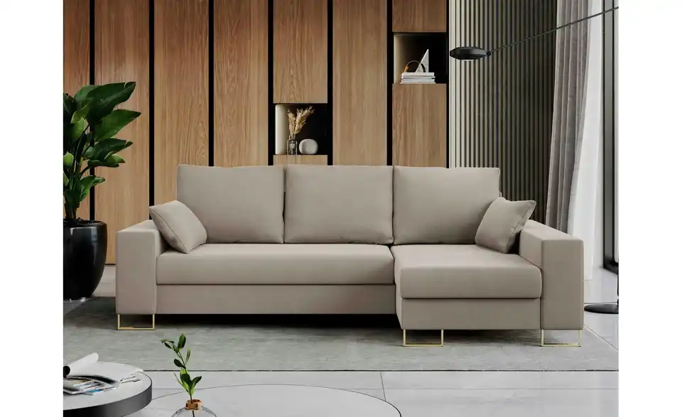 Ecksofa Beige, in Wohnsituation
