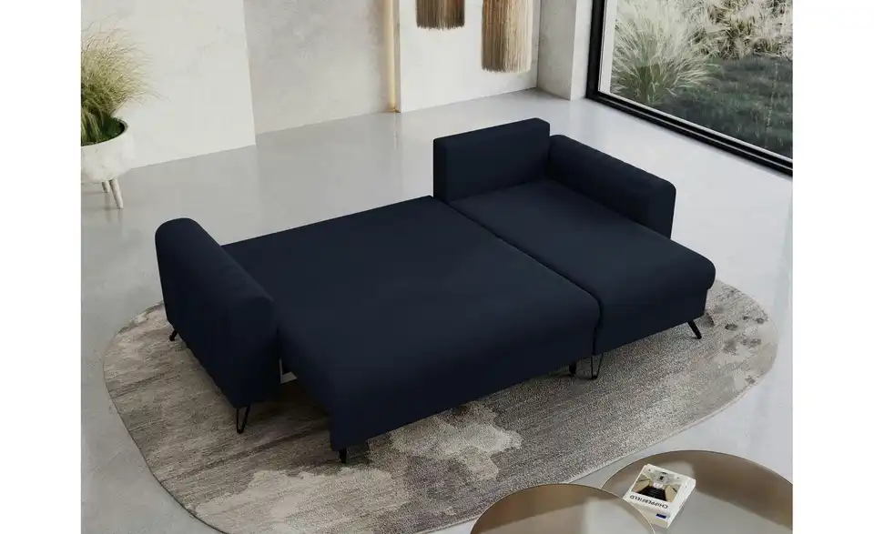 Ecksofa Dunkelblau, in Wohnsituation