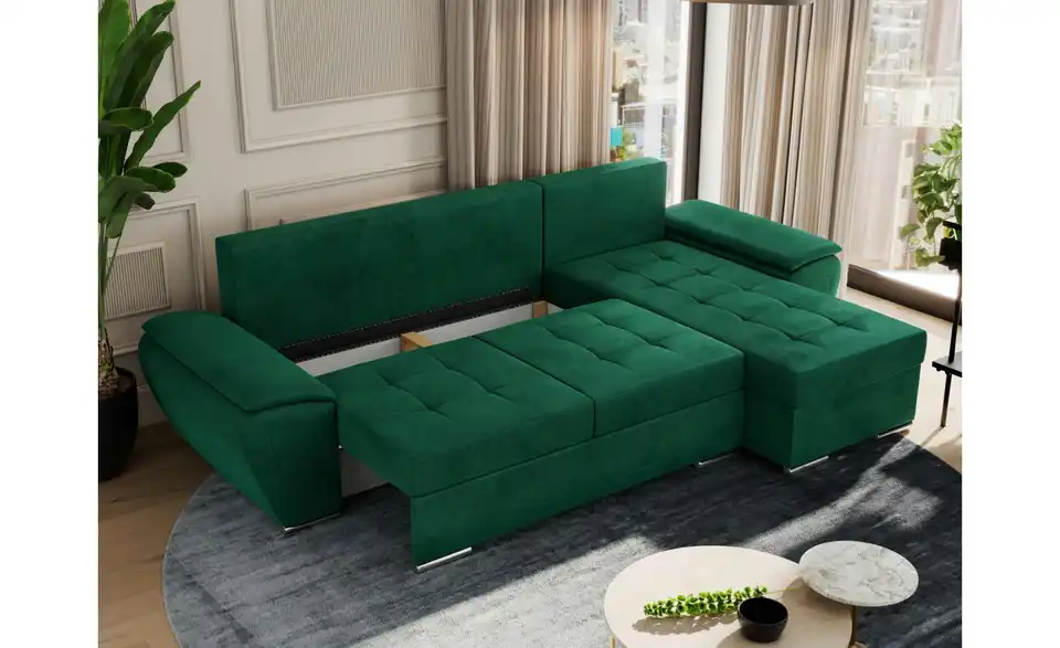 Ecksofa Dunkelgrün, Funktionsansicht