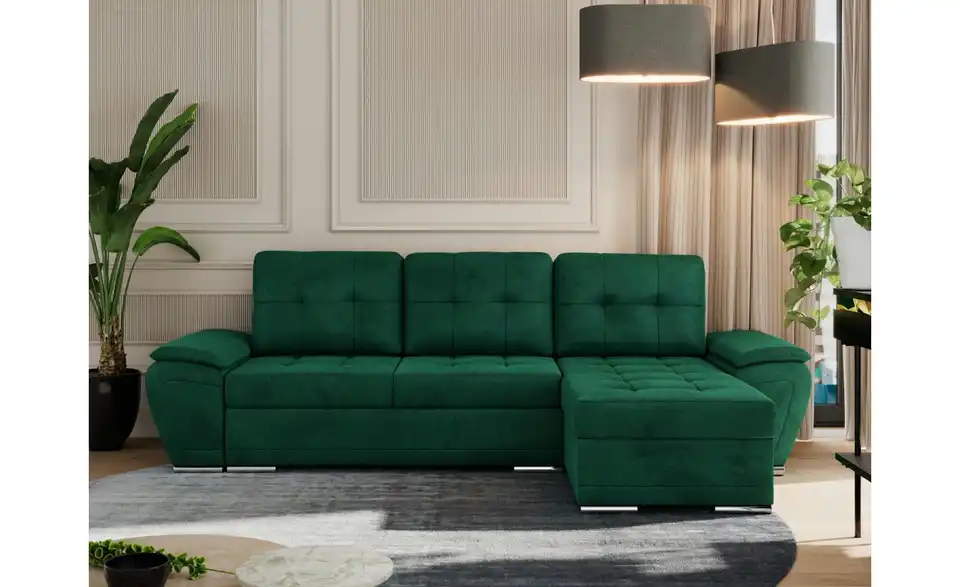 Ecksofa Dunkelgrün, in Wohnsituation