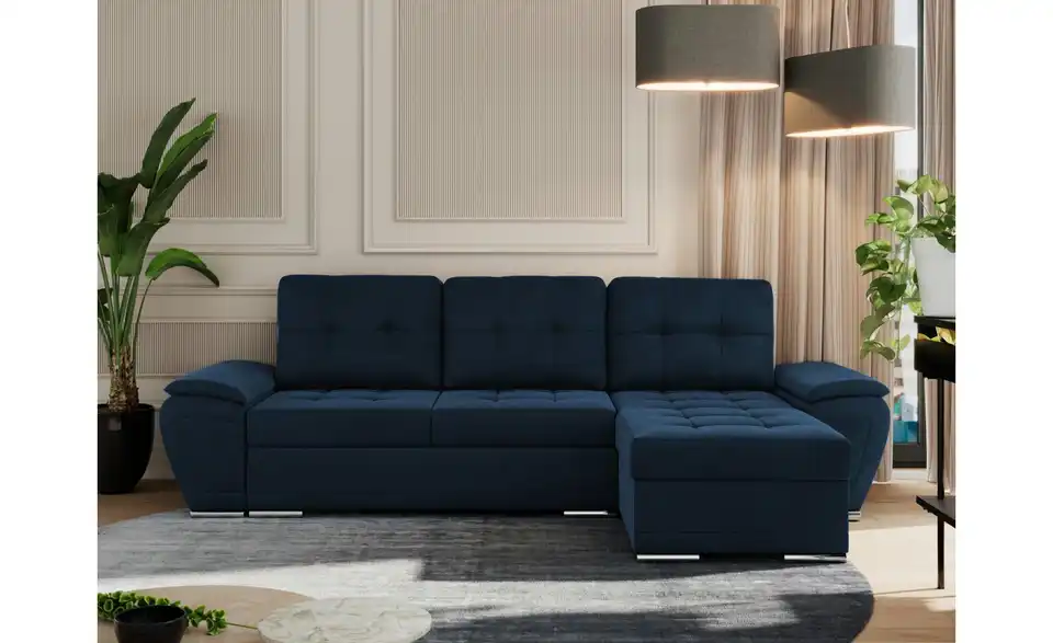 Ecksofa Dunkelblau, in Wohnsituation