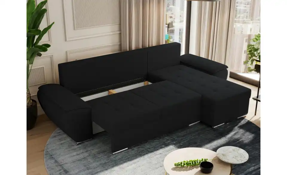 Ecksofa Schwarz, Funktionsansicht