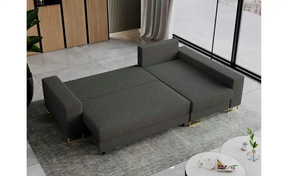 Ecksofa Dunkelgrau, in Wohnsituation