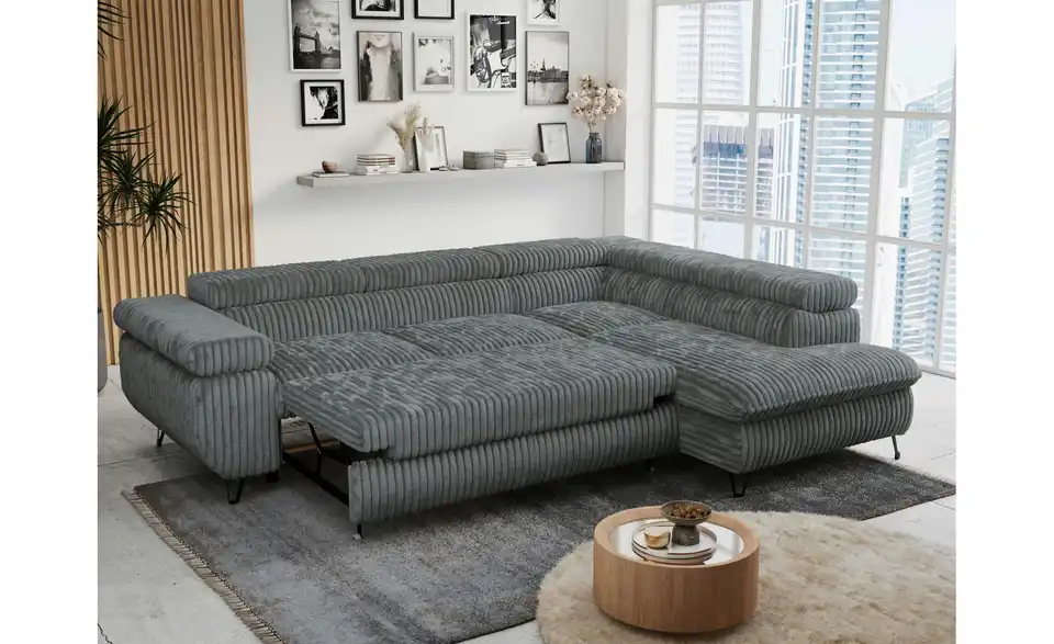 Ecksofa Dunkelgrau, in Wohnsituation