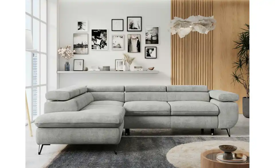 Ecksofa Hellgrau, in Wohnsituation