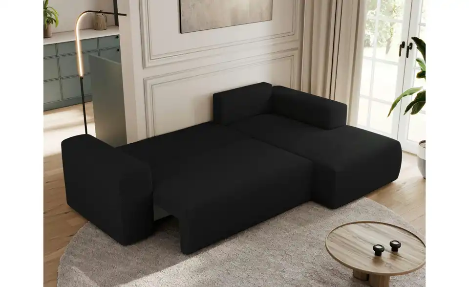 Ecksofa Schwarz, in Wohnsituation