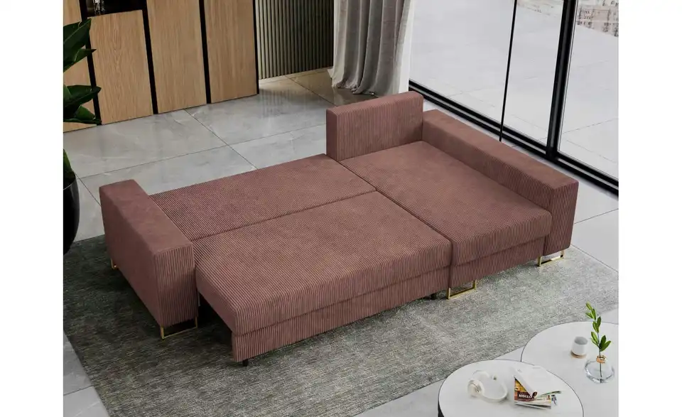 Ecksofa Kupfer, in Wohnsituation