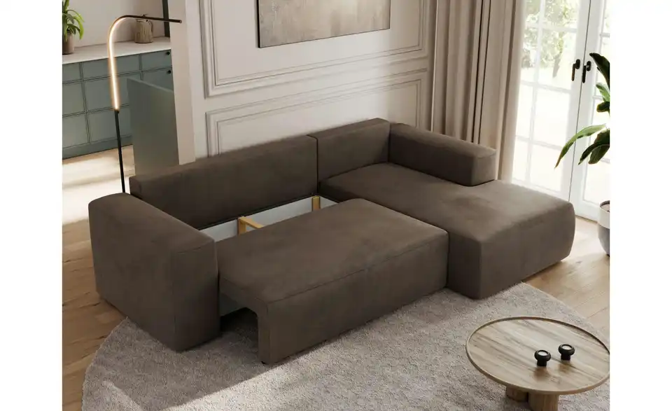Ecksofa Beige Trentino mit Schlaffunktion, Funktionsansicht