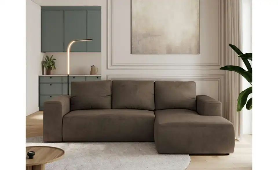 Ecksofa Beige Trentino mit Schlaffunktion, in Wohnsituation