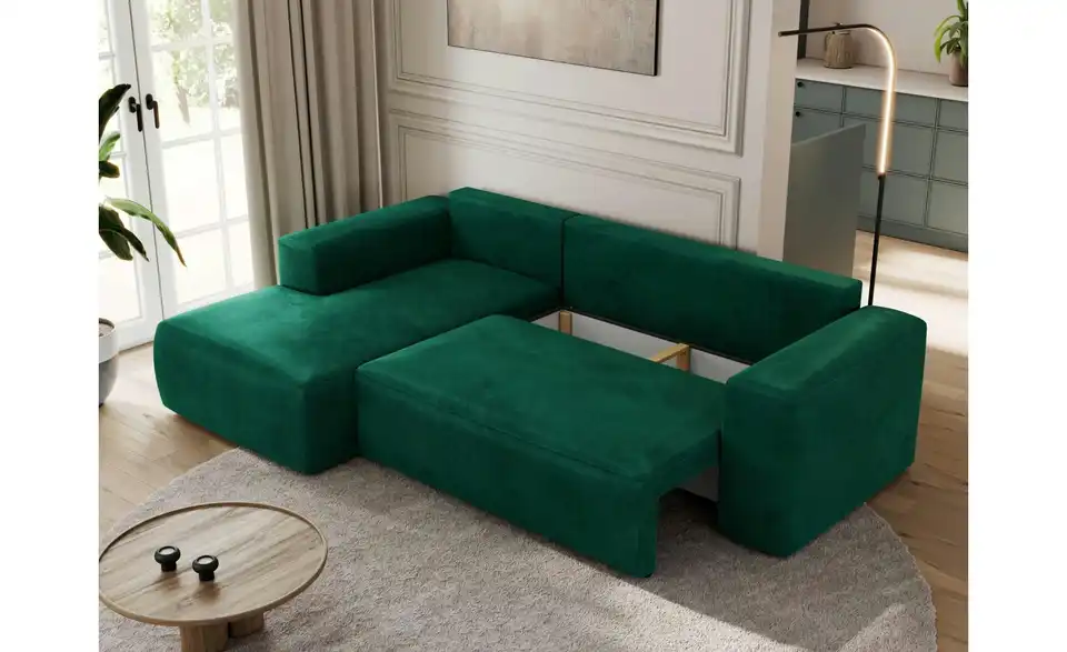 Ecksofa Dunkelgrün, Funktionsansicht