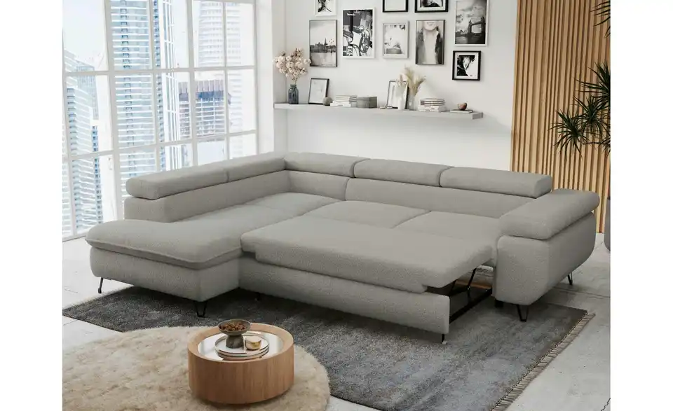 Ecksofa Hellgrau, in Wohnsituation