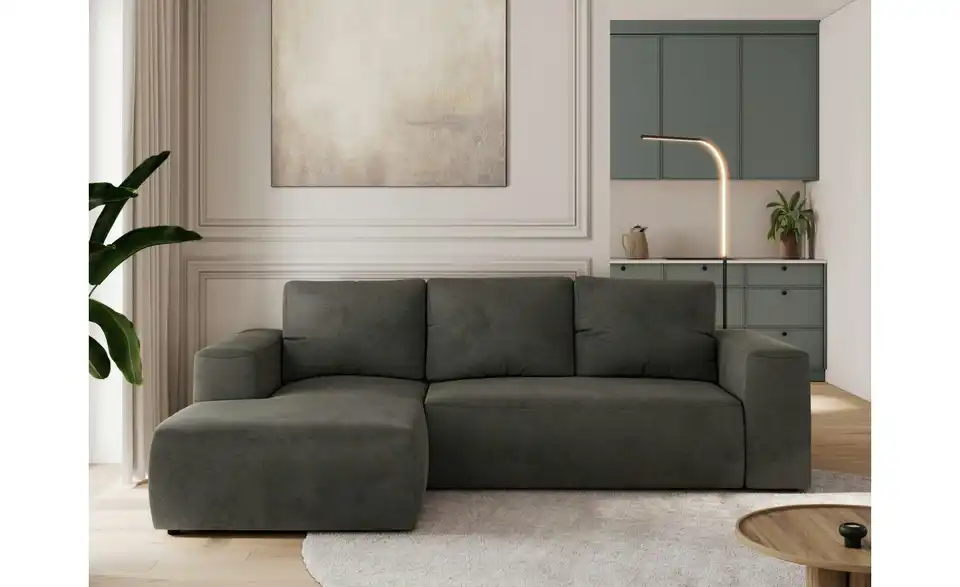 Ecksofa Dunkelgrau, in Wohnsituation