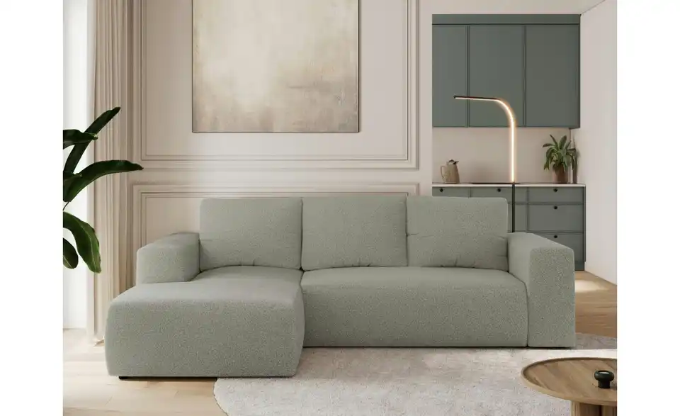 Ecksofa Hellgrau, in Wohnsituation