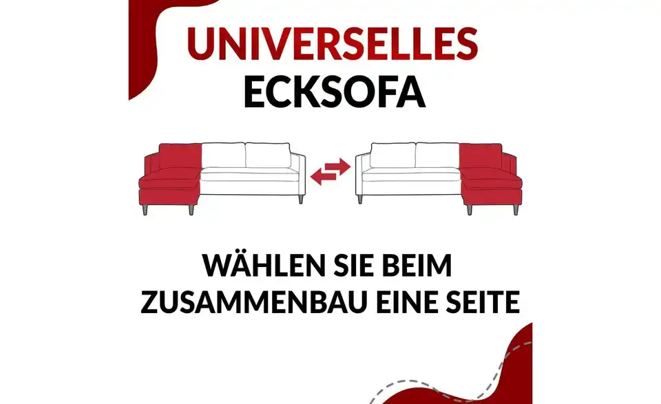 Ecksofa Beige, Bild mit Text