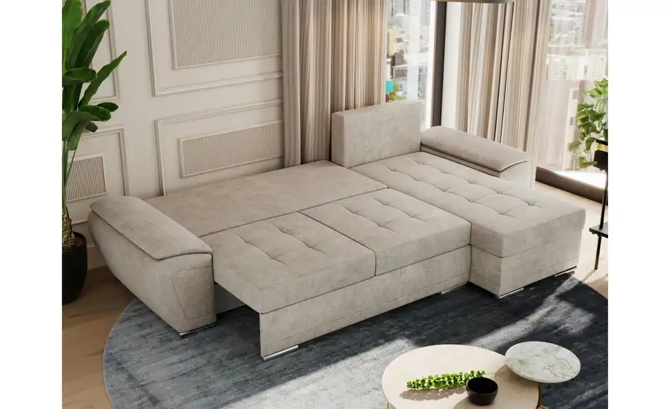 Ecksofa Beige, in Wohnsituation