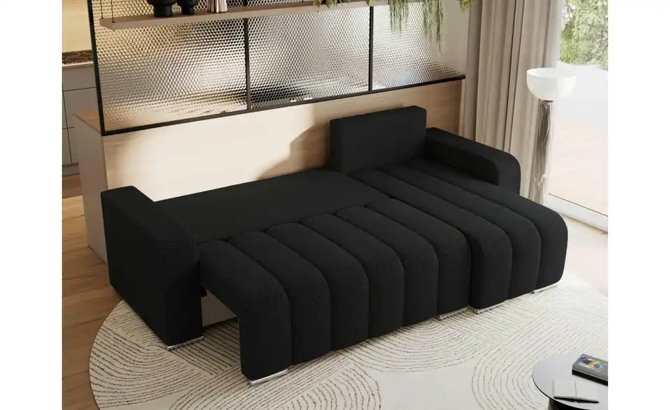 Ecksofa Schwarz, in Wohnsituation