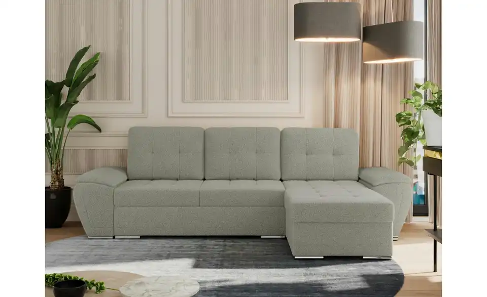 Ecksofa Hellgrau, in Wohnsituation
