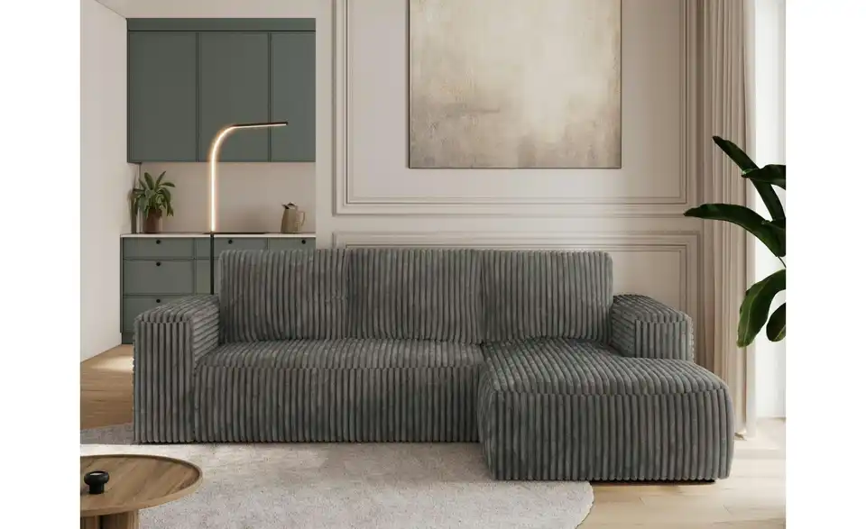 Ecksofa Dunkelgrau, in Wohnsituation