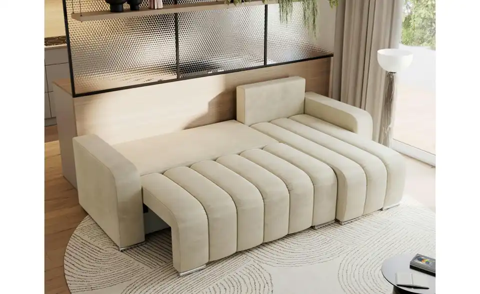 Ecksofa Beige, in Wohnsituation