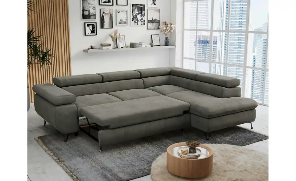 Ecksofa Dunkelgrau, in Wohnsituation