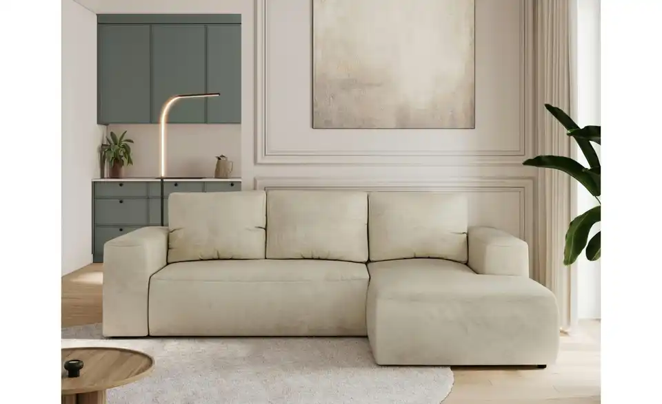 Ecksofa Beige, in Wohnsituation