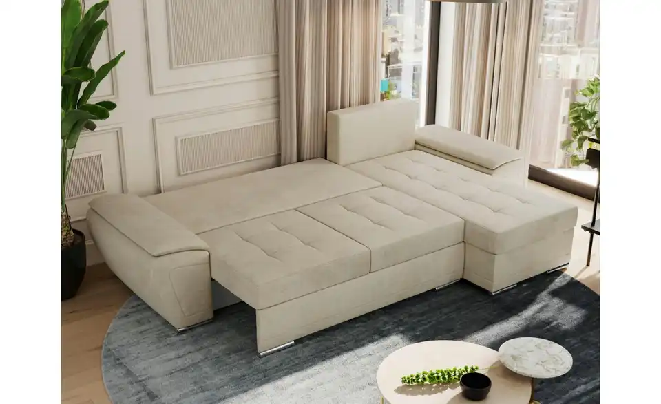Ecksofa Beige, in Wohnsituation