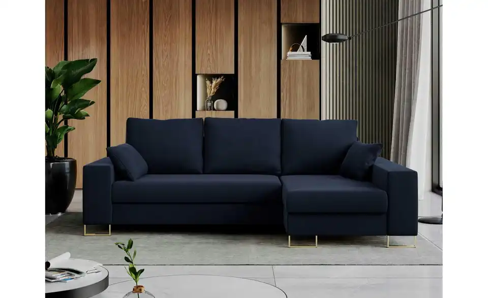 Ecksofa Dunkelblau, in Wohnsituation