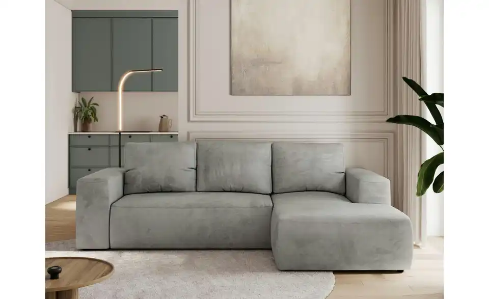Ecksofa Hellgrau, in Wohnsituation