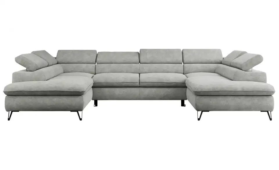 Wohnlandschaft Hellgrau Peter, Frontansicht