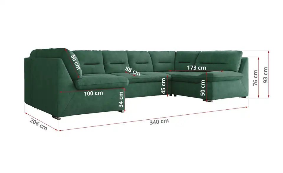 Wohnlandschaft Grün, Bemaßung