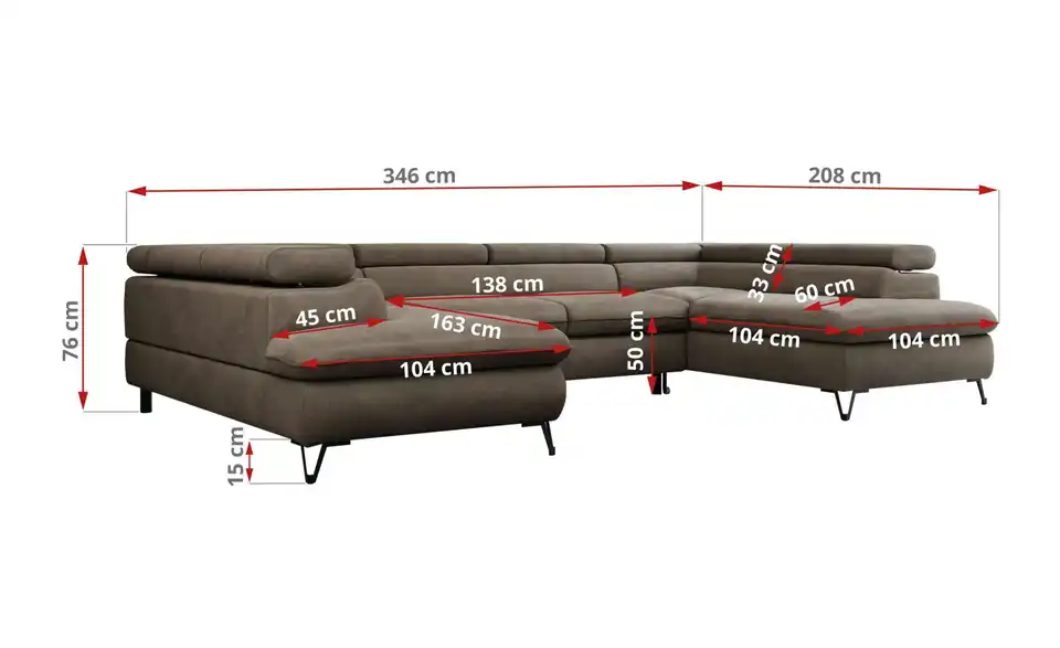 Wohnlandschaft Braun Peter, Bemaßung