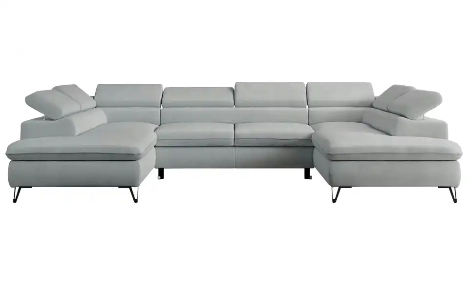 Wohnlandschaft Hellgrau Peter, Frontansicht