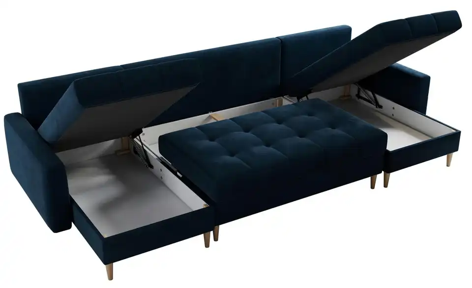 Wohnlandschaft Dunkelblau, geöffnet