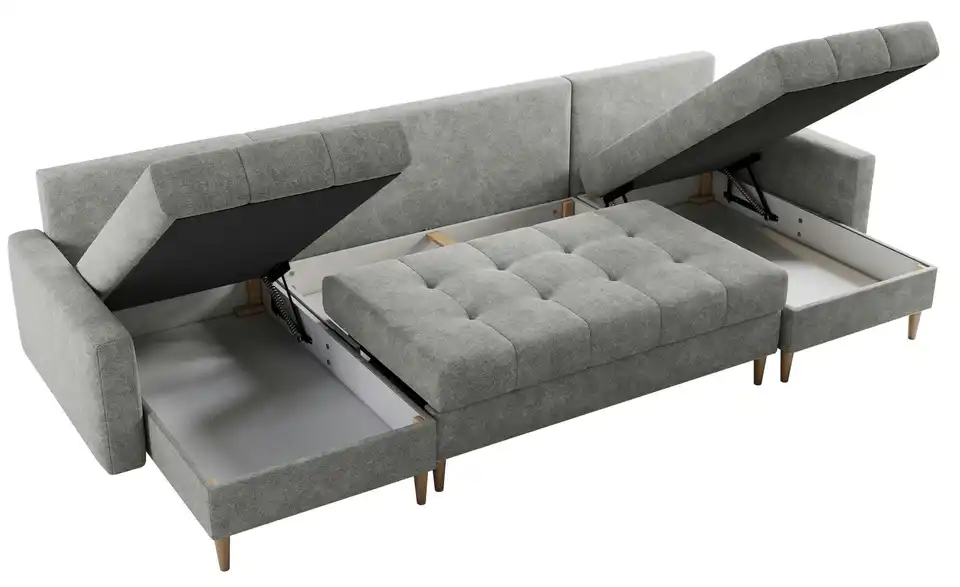 Wohnlandschaft Hellgrau, geöffnet