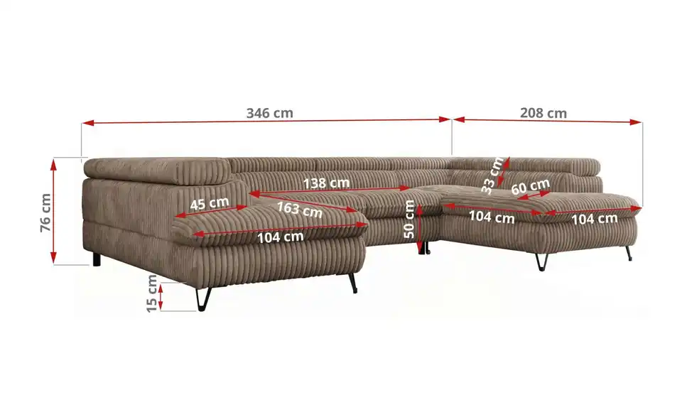 Wohnlandschaft Braun Peter, Bemaßung
