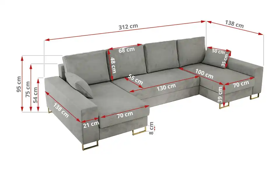Wohnlandschaft Silbern, Bemaßung