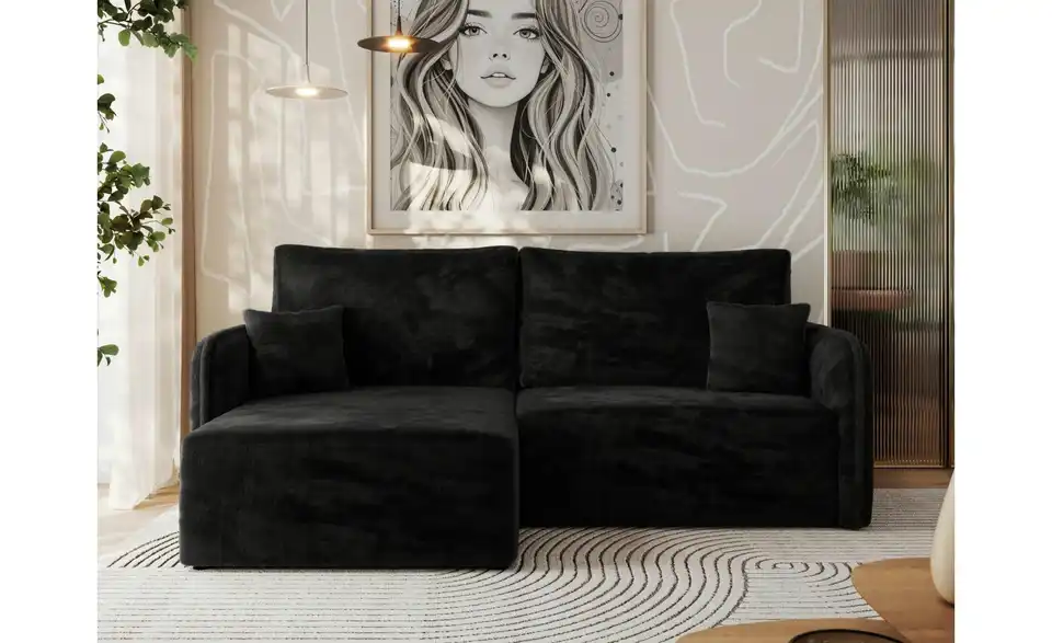 Ecksofa Schwarz, in Wohnsituation