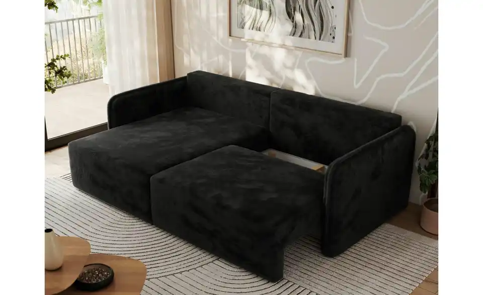 Ecksofa Schwarz, Funktionsansicht