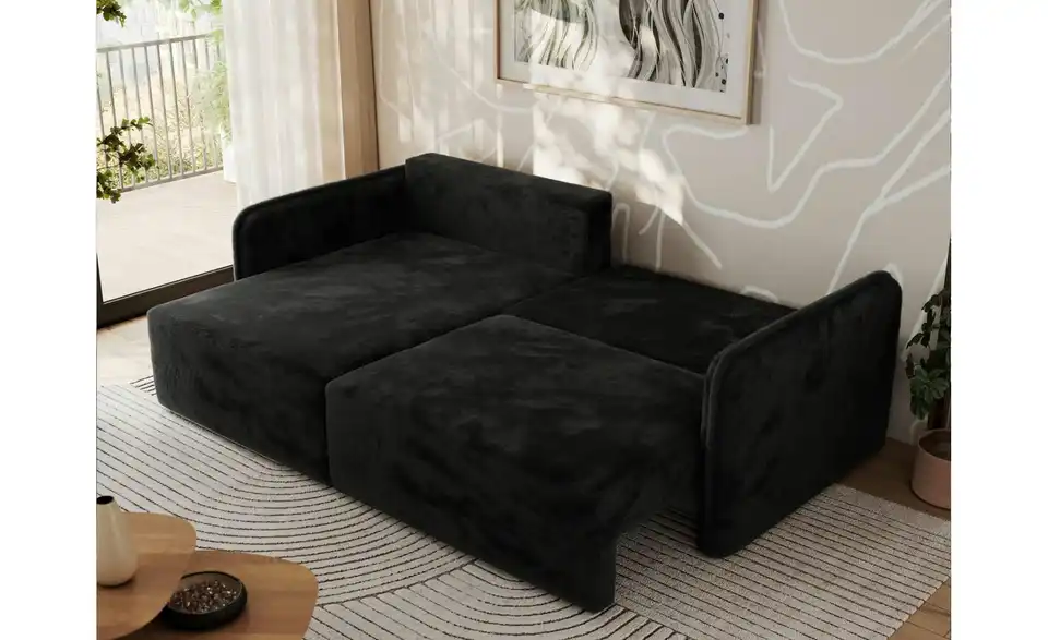 Ecksofa Schwarz, in Wohnsituation